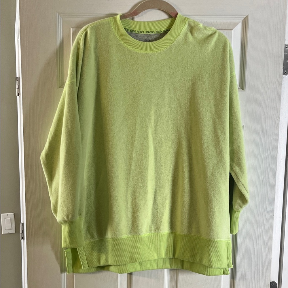 Aerie Lime Green Oversized Crewneck Sweatshirt